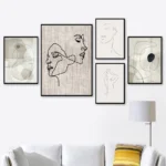 Abstract Line Face Girl Body Geometry Wall Art Canvas Painting Nordic Posters And Prints Wall Pictures For Living Room Decor