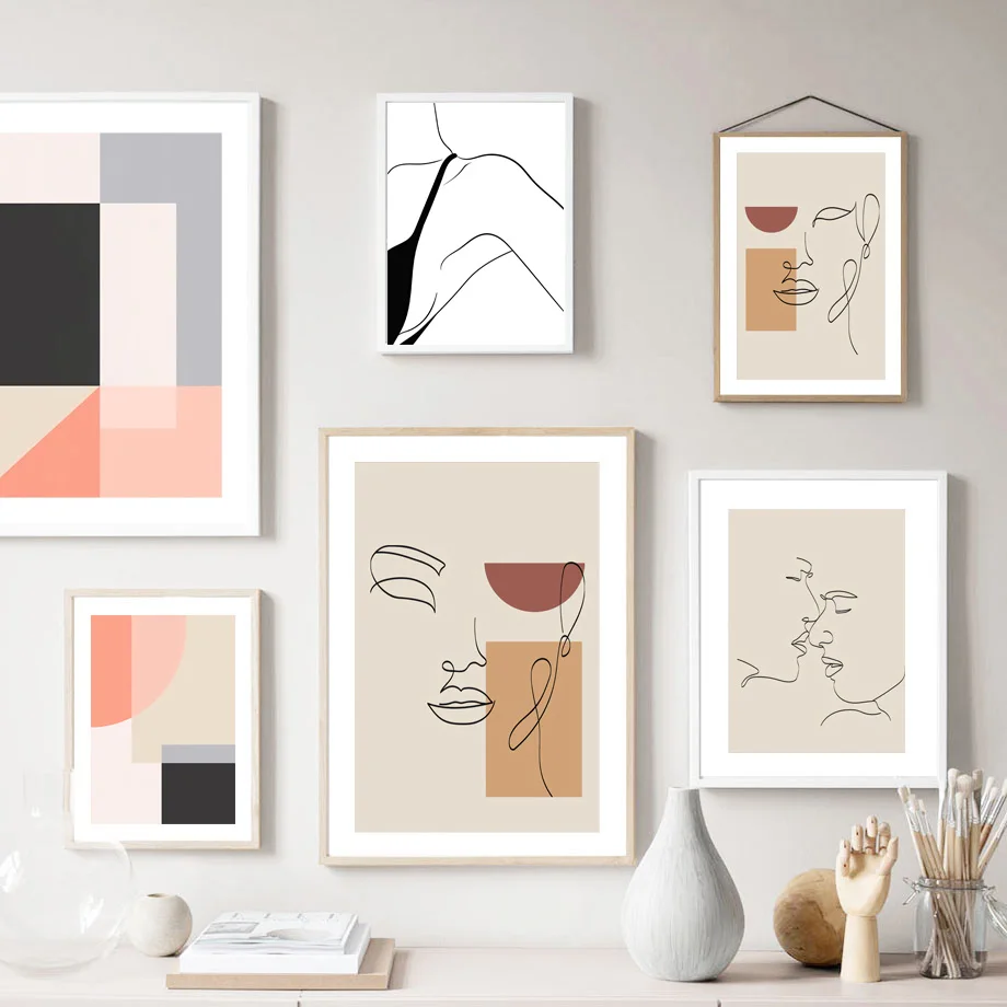 kf-Hbd8d0e2ca88145b88dc68c2d7b661fcds Abstract Color Blocks Line Face Girl Body Wall Art Canvas Painting Nordic Posters And Prints Wall Pictures For Living Room Decor - Image 1