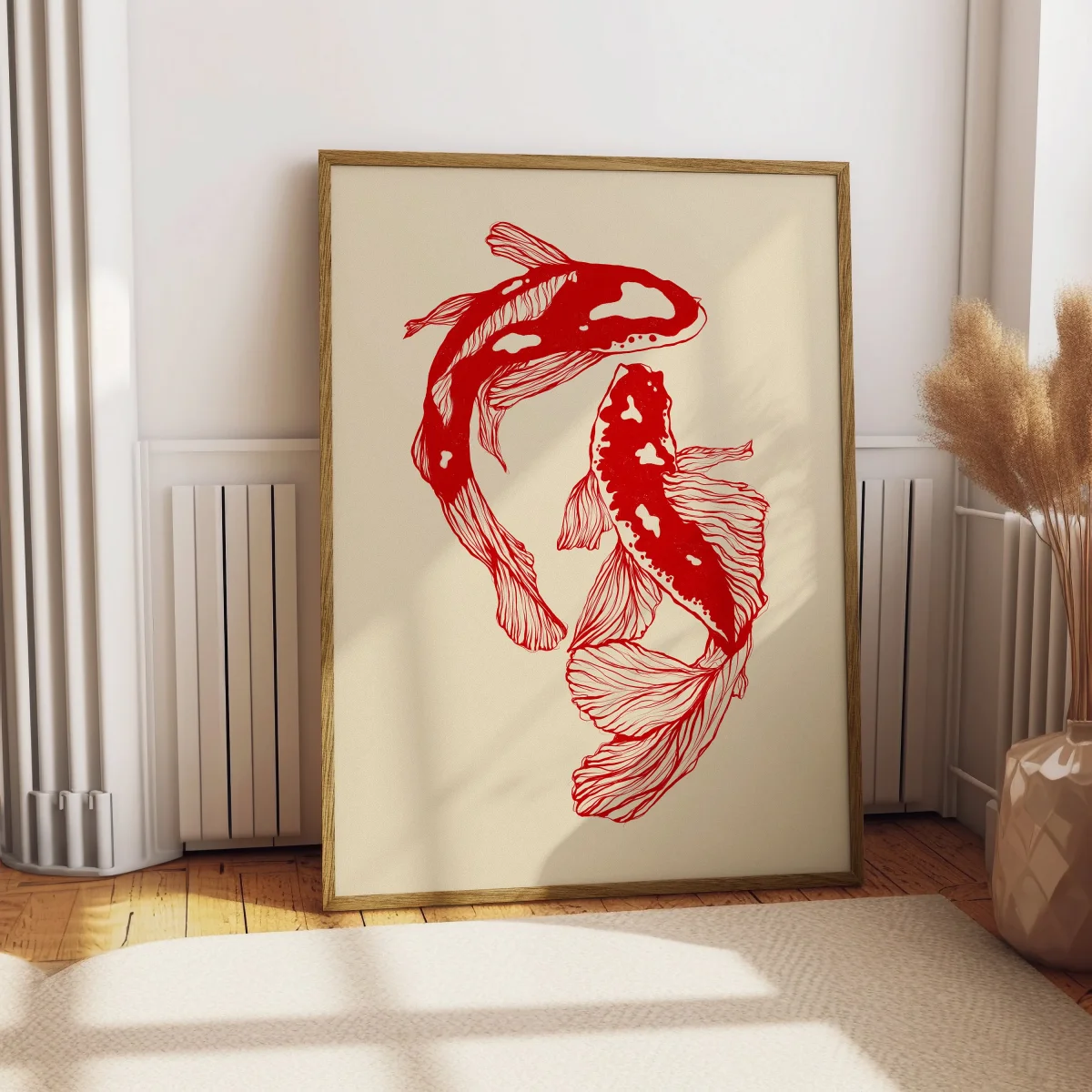 kf-S06de53ea236d479d90e3343d39b550dbo Japanese Red Koi Fish Canvas Prints Poster Modern Minimalism Aesthetic Art Prints Bedroom Kitchen Home Decor Art Poster Gifts - Image 1