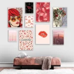 Abstract Quote Poster Wall Art Print Sexy Lips Red Hair Modern Star Inspirational Woman Canvas Painting Living Room Home Decor