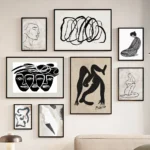 Boho Abstract Wall Art Mural Canvas Painting Minimalism Picasso Body Line Face Modern Living Room Home Decor Poster Print Home