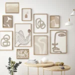 Abstract Beige Bohemia Lines Girl Face Nordic Posters And Prints Canvas Painting Wall Art Pictures For Living Room Home Decor