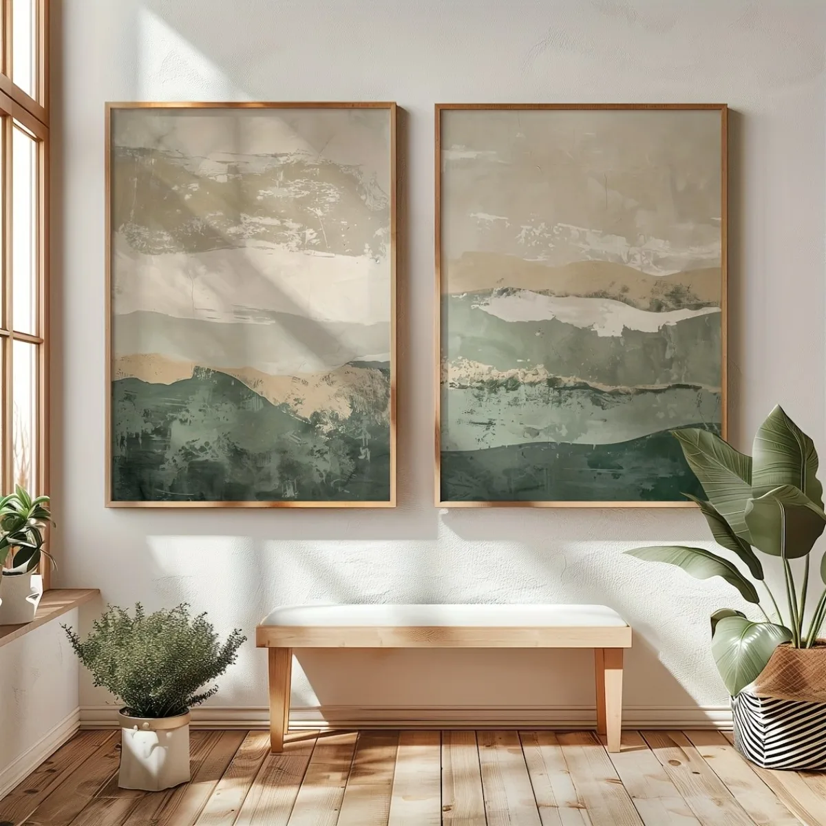 kf-S1fc6013140bf4a5d8fb698f0fff9f78ef 2pcs/set Japanese Retro Wabi Sabi Mountains Abstract Canvas Print Poster Modern Minimalist Art Print Home Decor Wall Art Poster - Image 1