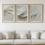 3pcs/set Neutral Beige Soft Tone Simple Canvas Print White Wave Abstract Wall Art Poster Modern Living Room Bedroom Home Decor