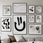 Wall Art Canvas Painting Black Ink Abstract Smile Face Line Drew Nordic Posters Living Room Decoration Salon Print Wall Pictures