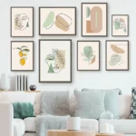 Minimalist Boho Wall Art Prints Abstract Line Art Face Botanical Geometric Posters Neutral Beige Green Home Decor for Bedroom