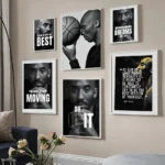 Kobe Bryant Inspirational Quote Poster Black White Canvas Print Wall Art for Home Decor Boys Bedrooms Basketball Legend