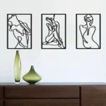 3Pcs Minimalist Abstract Woman Metal Wall Art Sculpture Line Drawing Decor