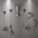 Retro Hanging Figure Wall Decorative Sculpture Resin Athlete Rock Figurines Nordic Home Living Room TV Background Wall Ornaments