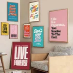 Minimalism Music Typography Art Posters Pink Colors Lyrics Quotes Wall Art Canvas Painting Living Room Home Decor
