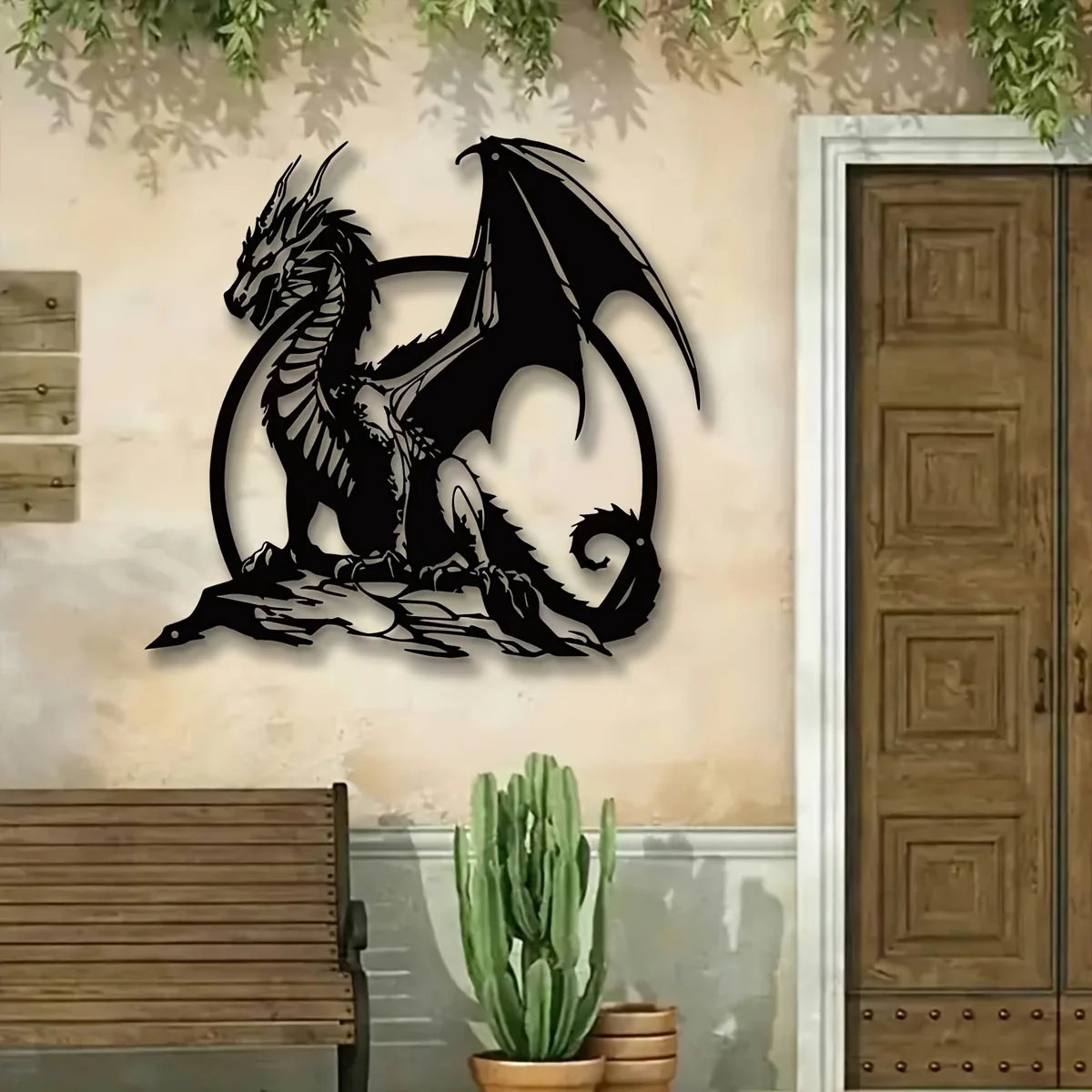 kf-S87ac972a8f6241069087cb0e1bee63fcx 1pc Stunning Metal Dragon Wall Art -11.81" Iron Sculpture for Indoor & Outdoor Decor, Perfect for Living Room, Patio, or Balcony - Image 1