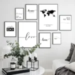 Black White Life Quote Canvas Painting Scandinavian Style Love Poster and Print Nordic Wall Pictures for Living Room Home Decor