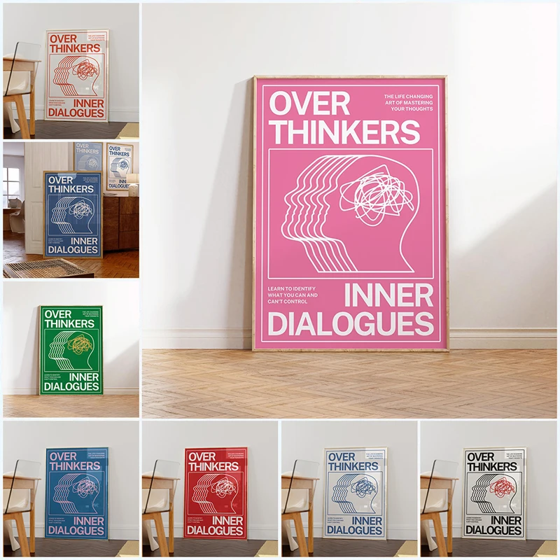 kf-S8929bbb30c5245588190d1c82144c422u Modern Overthinkers Typography Poster Wall Art Canvas Painting Posters Prints Mid Century Wall Art for Home Living Room Decor - Image 1