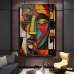 1pc, Wood Framed Wrapped Canvas Painting Art Print, Abstract African art, modern living room and bedroom wall art decoration, ho