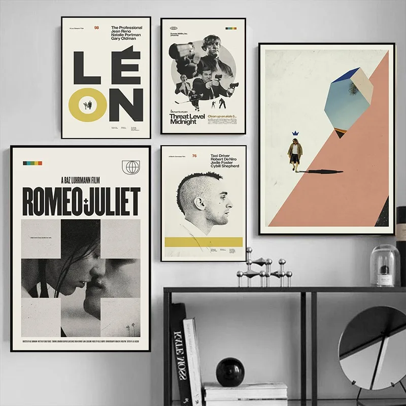 kf-S9098b27b4bc04ea2b5add8d11855f2e5D The Office/ Leon The Professional/Taxi Driver Movie TV Show Poster Minimalist Mid-Century Modern Typography Wall Art Print Decor - Image 1