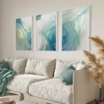 Abstract Wall Art Canvas Painting Prints Nordic Luxe Gilt Picture Turquoise Gold Foil Marble Texture Poster Living Room Decor