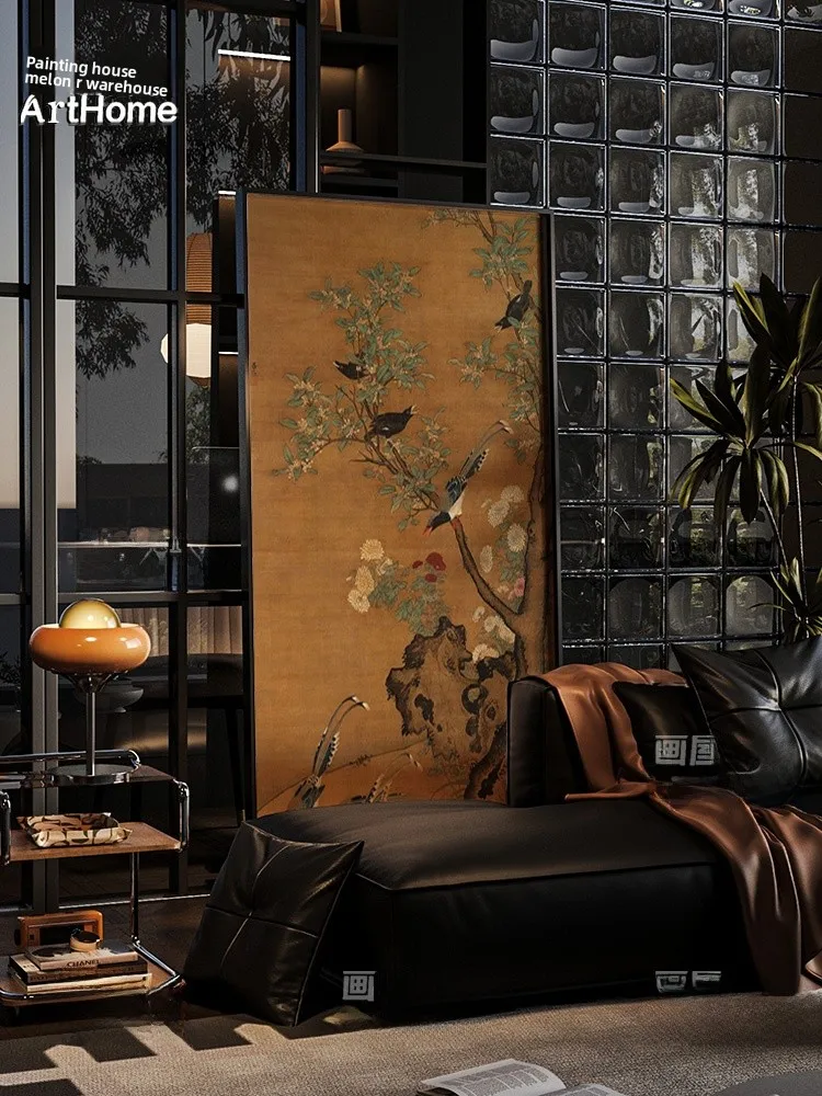 kf-S9f8f7857b36245aba070574ca3866afbM Retro Chinese Sle Living Room Sofa Baund Decorative Painting Artistic Sense Metal Framed Oil Canvas Abstract Pattern - Image 1