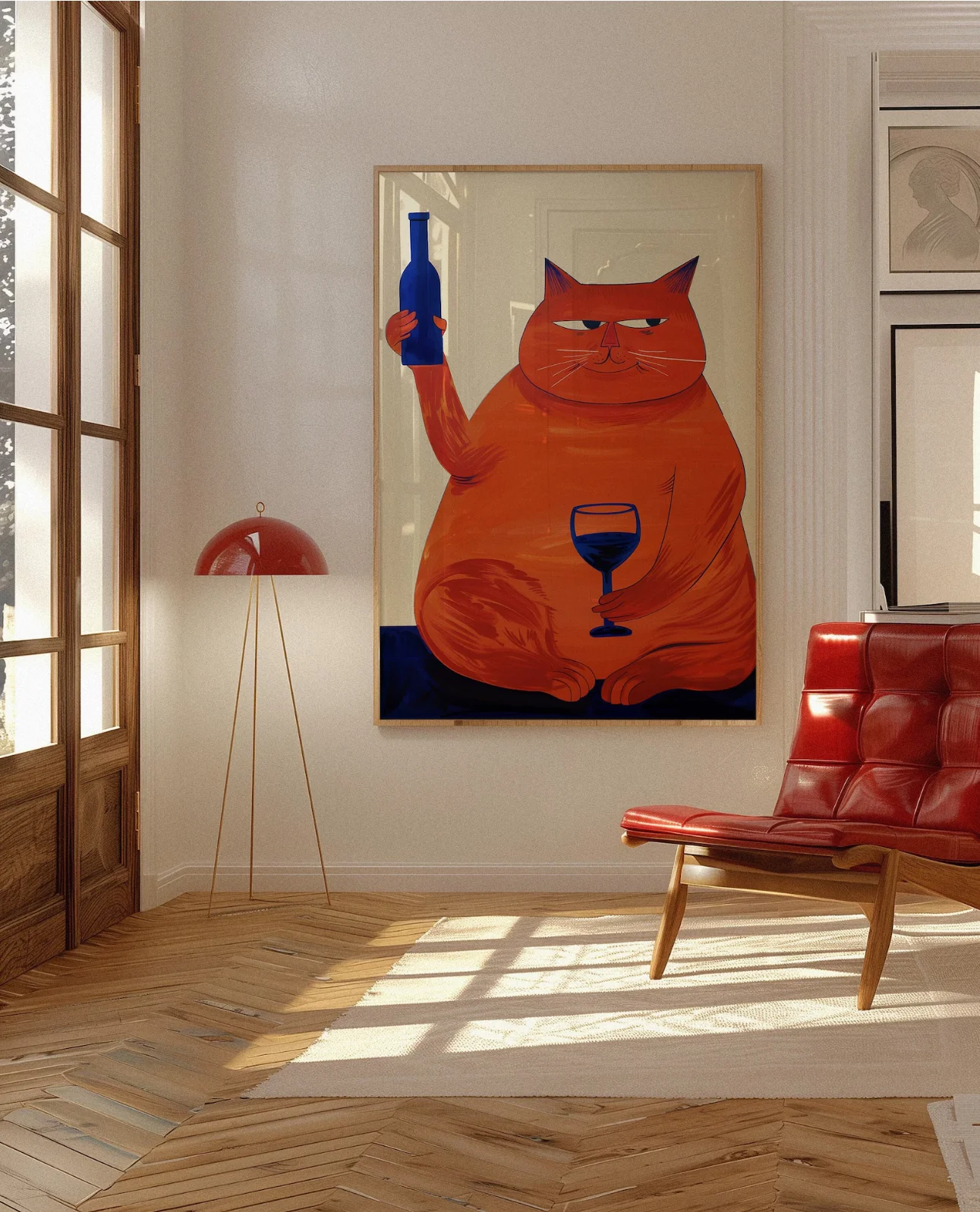 kf-Scca4ecbb7d1d4a02912cf3fcadaa0030l Bar Cart Decor, Cat Poster, Wine Print, Retro Kitchen Decor, Mid Century Modern Decor, Trendy Wall Art, Cheers Print, Dining Roo - Image 1