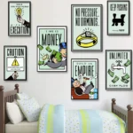 Monopoly Millionaire Money Canvas Decorative Painting Motivational Quote Art Poster Cartoon Figure Mural Home Wall Decor Picture