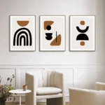 Vintage Abstract Geometric Poster Black Brown Gallery Art Decor Artworks Wall Posters Digital Prints Pictures for Living Room