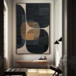 Minimalist Abstract Painting Handmade Canvas Brown Black Wabi Sabi Large Neutral Wall Decor Rich Textured Wall Art