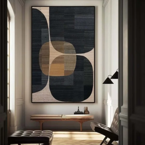 Minimalist Abstract Painting Handmade Canvas Brown Black Wabi Sabi Large Neutral Wall Decor Rich Textured Wall Art