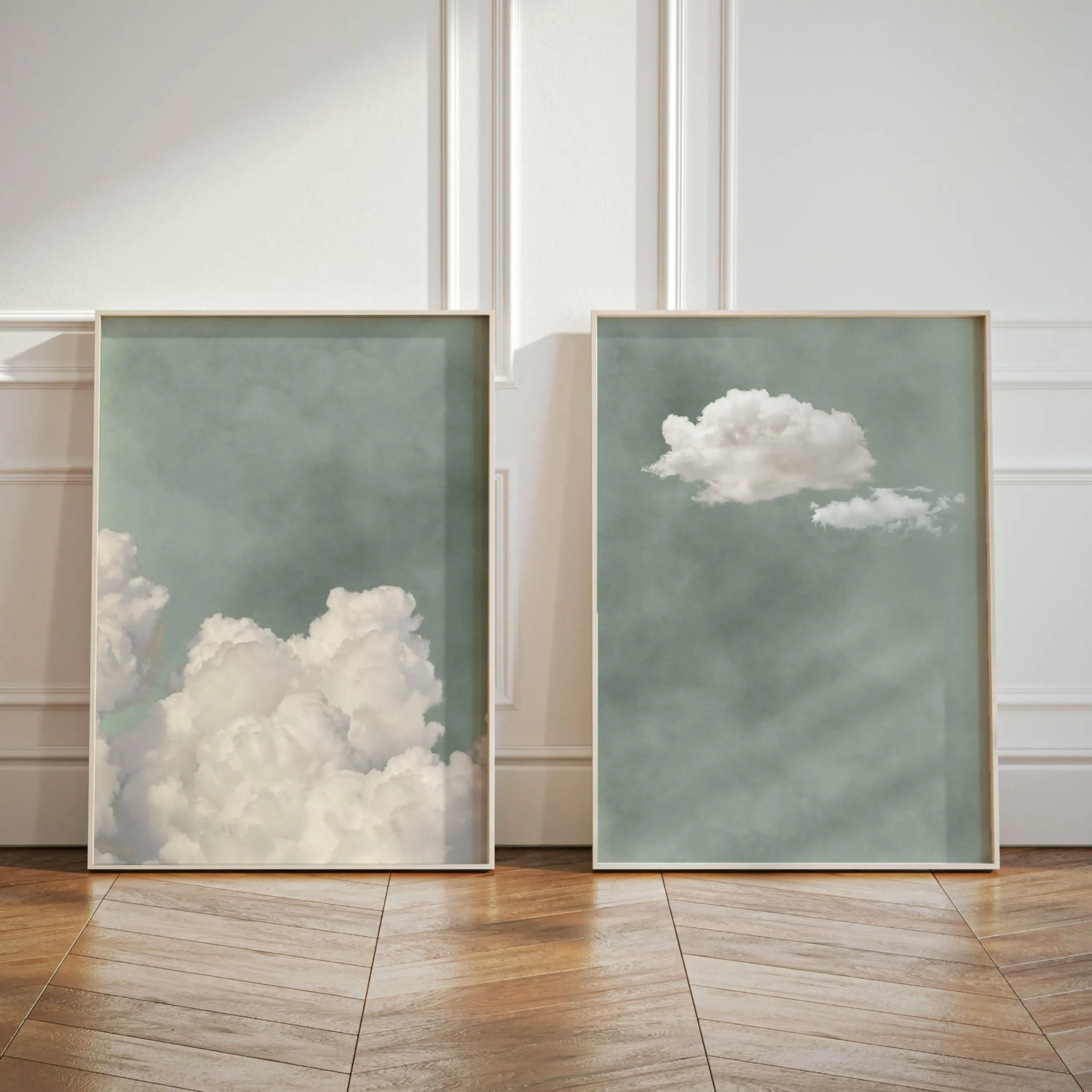 kf-Sdd47caebc23d4959aa4437c653cd97b1Q Sage Green Cloud Wall Art Poster Abstract Minimalist Sky Art Canvas Prints for Modern Living Room Bedroom Home Aesthetic Decor - Image 1