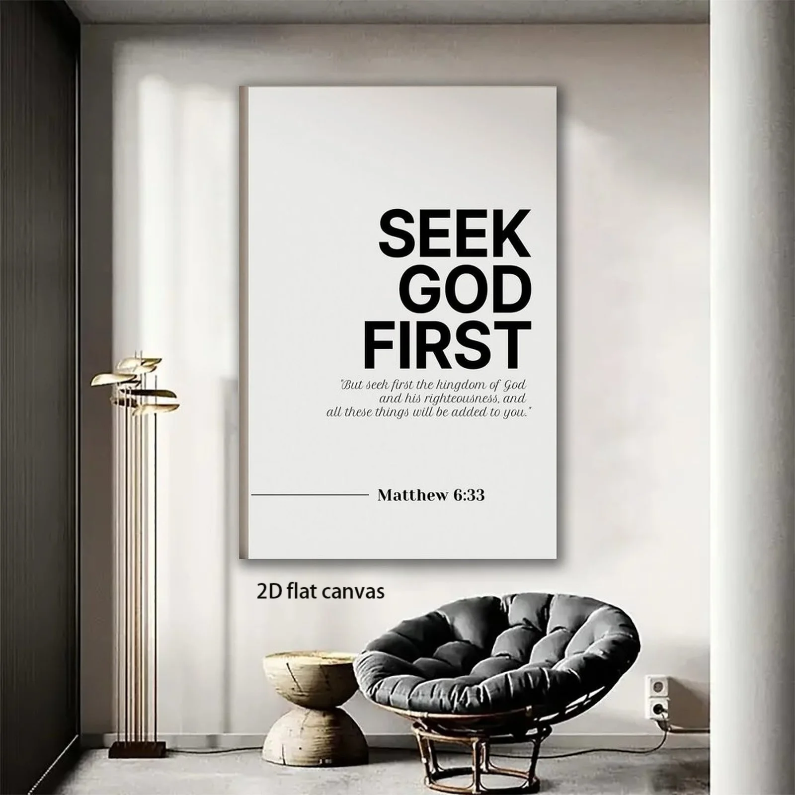 kf-Sdefce00116594587899d2e40d1d249df7 2DFlat "Seek God First" Bible Verse Canvas Wall Art- Inspirational Quote. Ideal for Living Room, Bedroom, Dorm Decor, Spiritual - Image 1