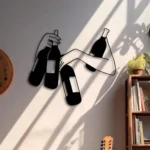 15.7"x13.8" Modern Metal Wall Art – Black Silhouette of Hand Holding Bottle | Unique Indoor/Outdoor Home Decor.Wall Sculptures