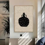 Minimalist Nordic Style Natural Linen Texture Bird Flying Salt Series Ceramic Jar Matte Oil Painting Canvas Decorative Artwork