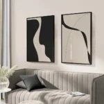 Abstract Minimal Art Print Line Drawing Poster Beige And Black Canvas Painting Modern Wall Picture Living Room Decoration