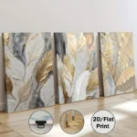 3PC Framed Paintings Featuring Luxurious Golden Plant Leaves for Home Decor Wall Art Room Decoration Murals Prints Festive Gifts