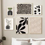 Line Girl Face Leaf Modern Abstract Black White Posters And Prints Canvas Painting Wall Art Pictures For Living Room Home Decor