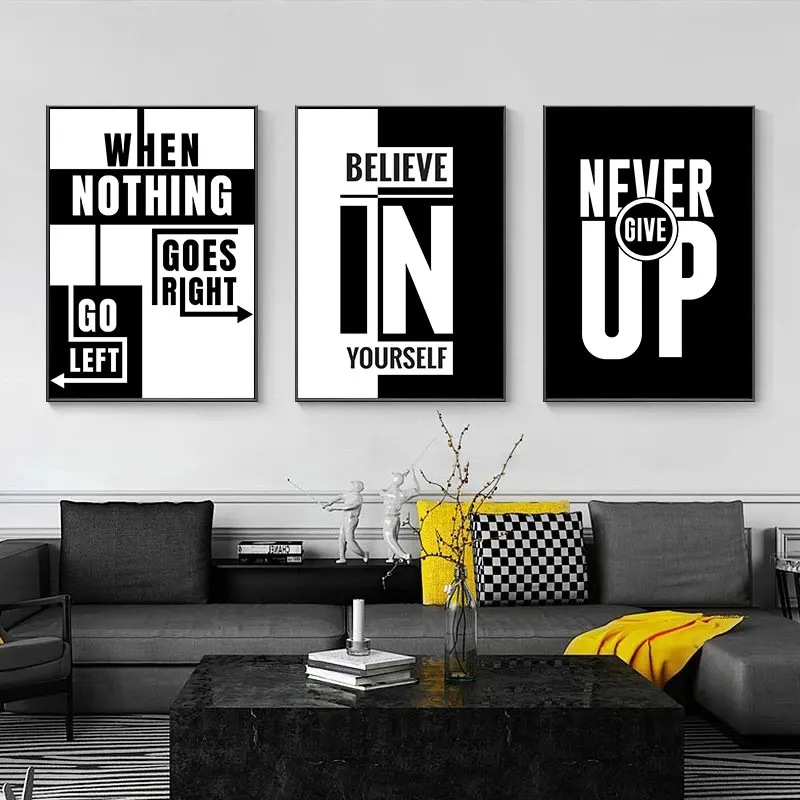 kf-Sff147493efd749e287aa75cae6dbdb3et Black White Inspirational Quotes Canvas Art Poster Simple Modern Office Wall Decorative Picture Prints Home Decor Painting - Image 1